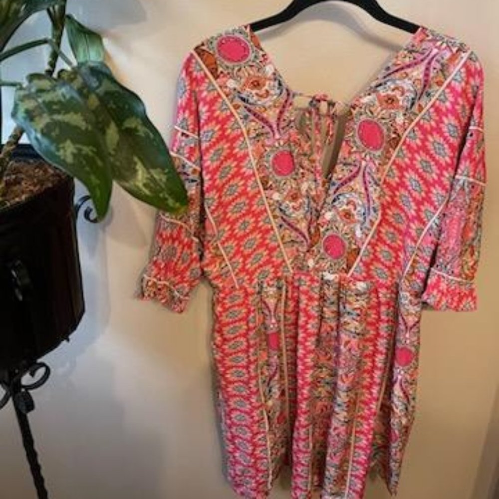 Hot Pink & Aquatic Blue cover up dress size L